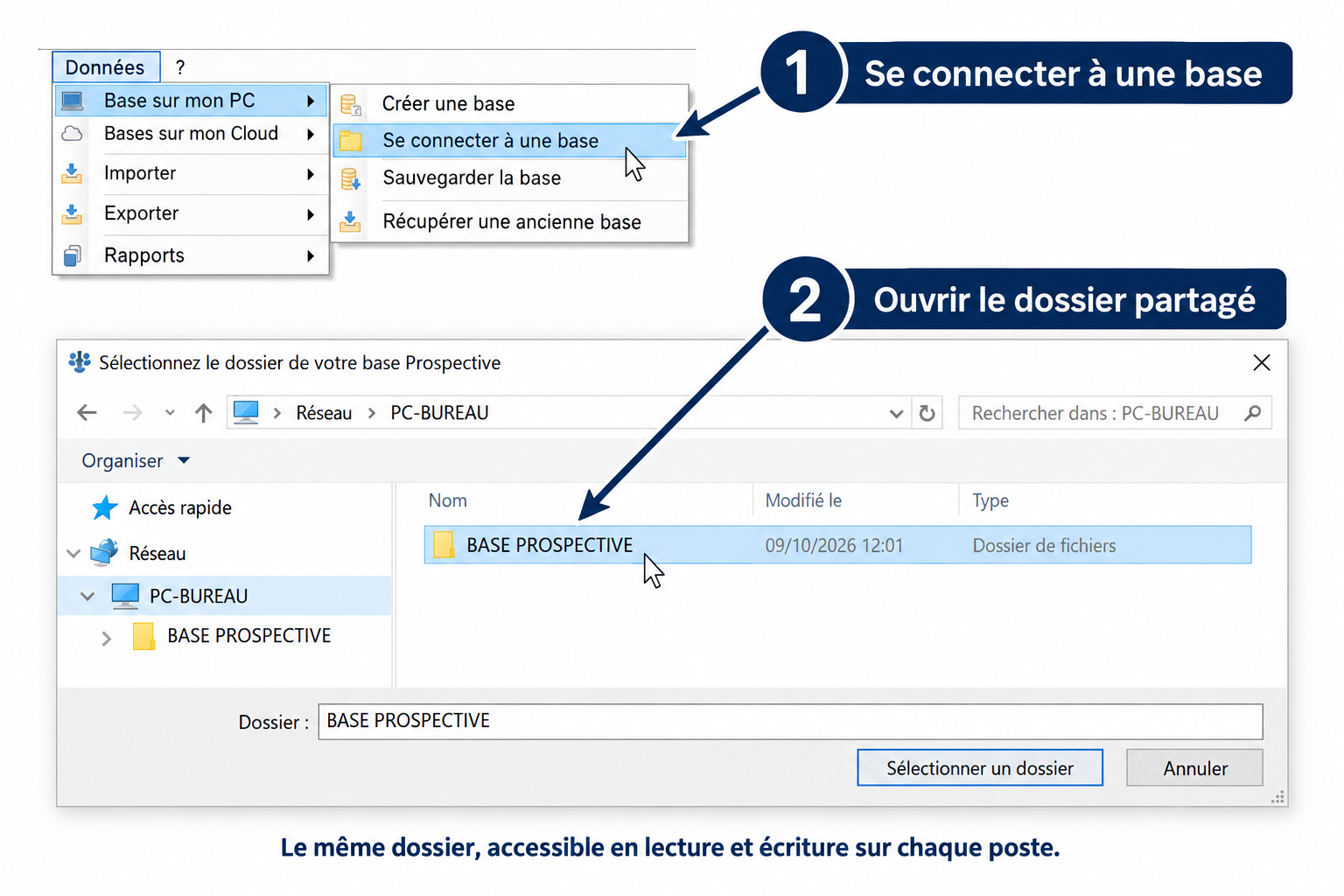 Find my database on the network — illustrated steps